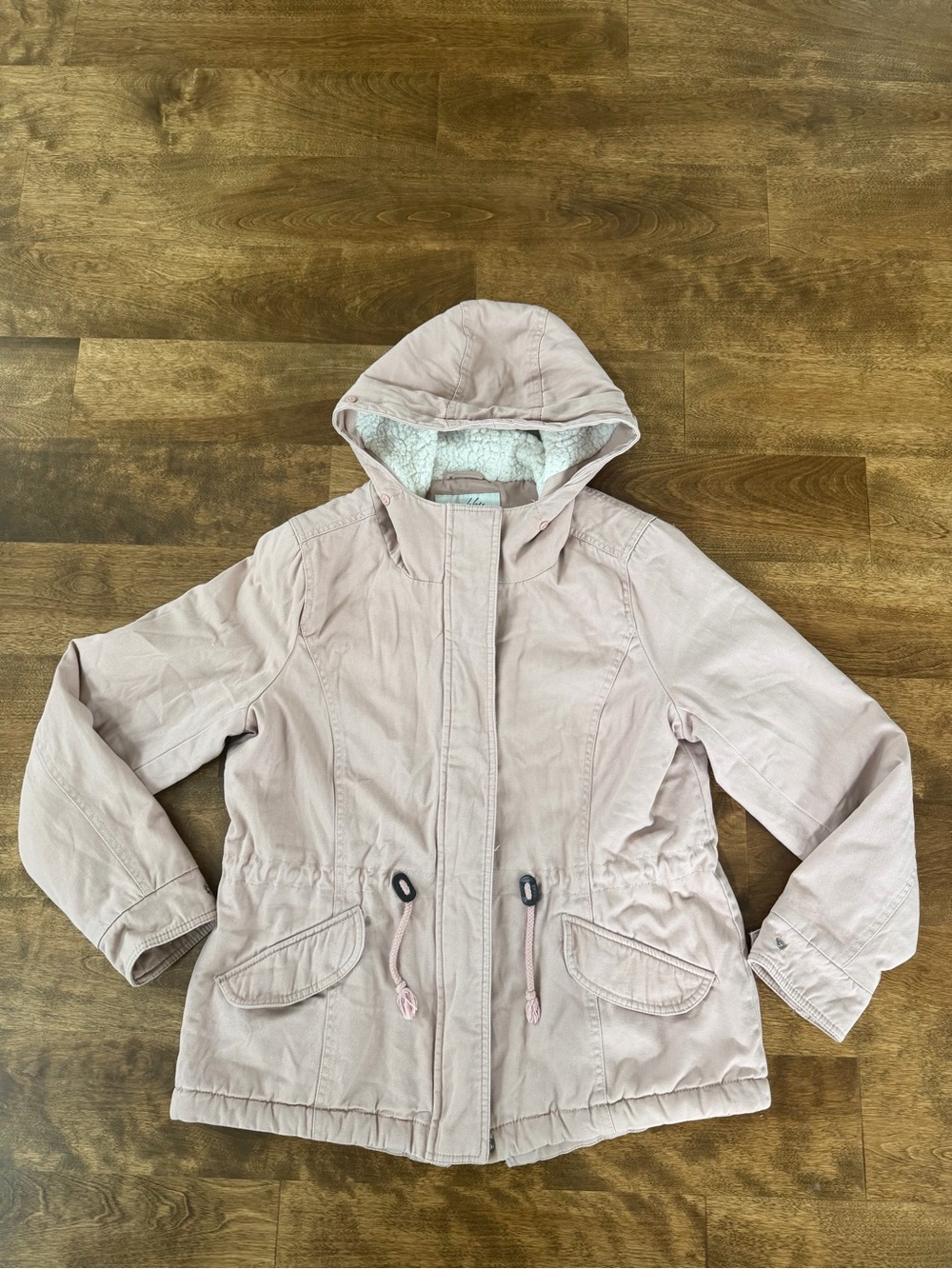 Sebby Blush Pink Sherpa Lined Hooded Utility Jacket Juniors L Women’s S/M